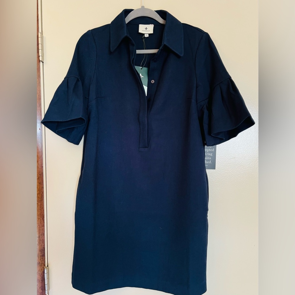 NWT Tuckernuck Navy Polo Mini Dress with Ruffle Sleeves